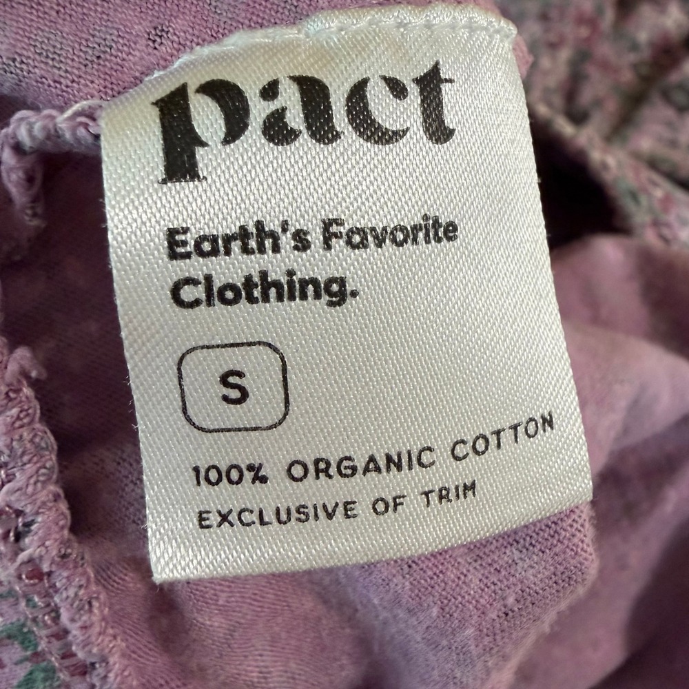 Pact Organic Cotton Floral Wide Leg Lounge Pants Size S Purple Pajama PJ - Picture 5 of 10